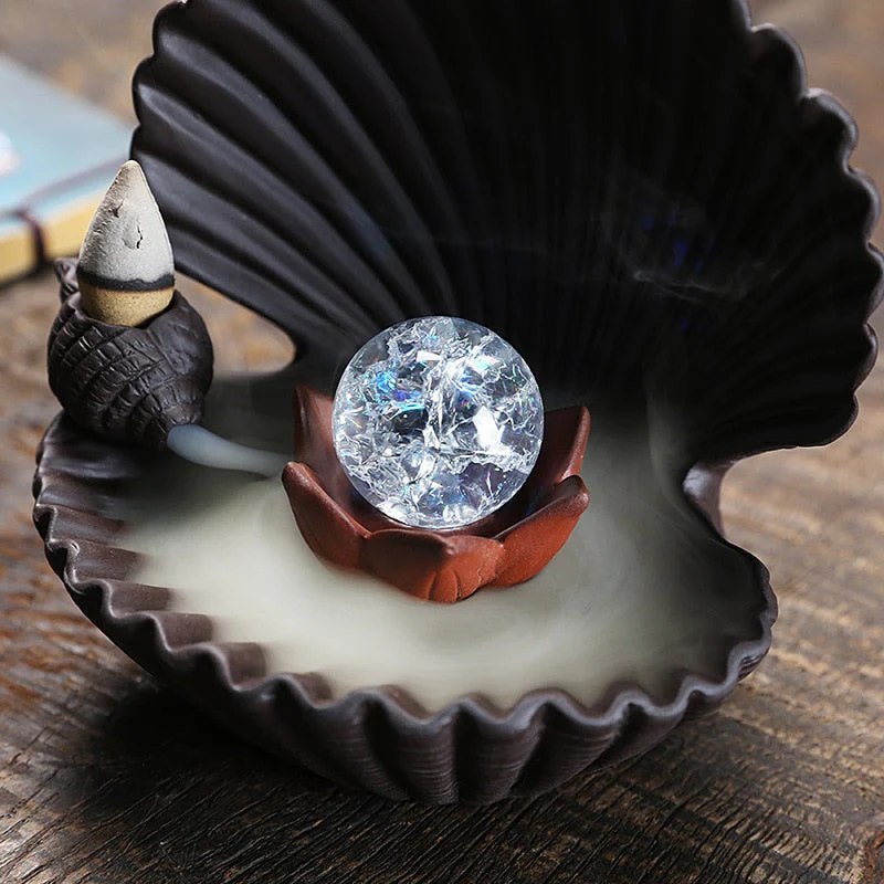 Ceramic Shell Incense Holder Led Lamp - Image 3