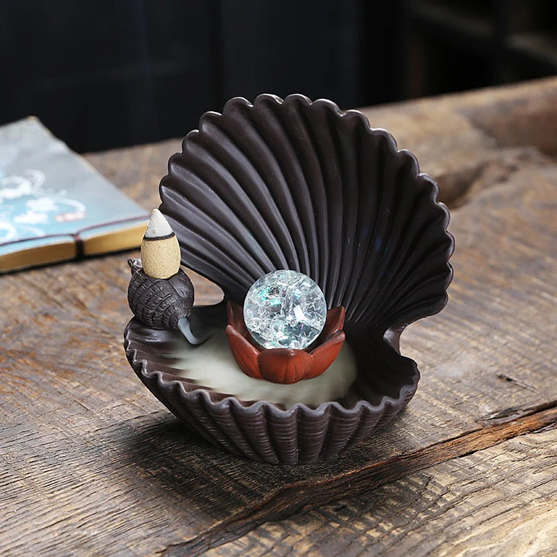 Ceramic Shell Incense Holder Led Lamp - Image 7