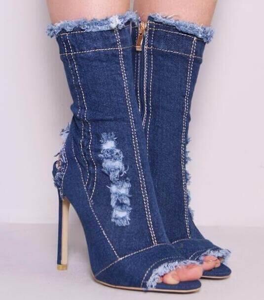 Charming Cute Women Jean High Heels - Image 10