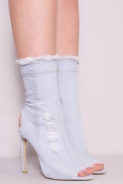 Charming Cute Women Jean High Heels - Image 3