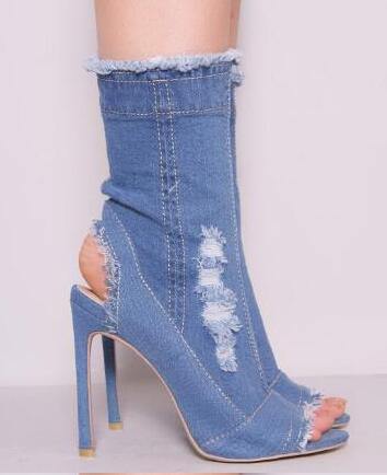 Charming Cute Women Jean High Heels - Image 5