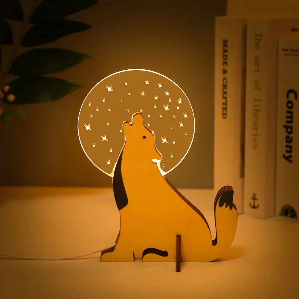 Charming Wooden Animals LED Bedside Lamps - Image 2