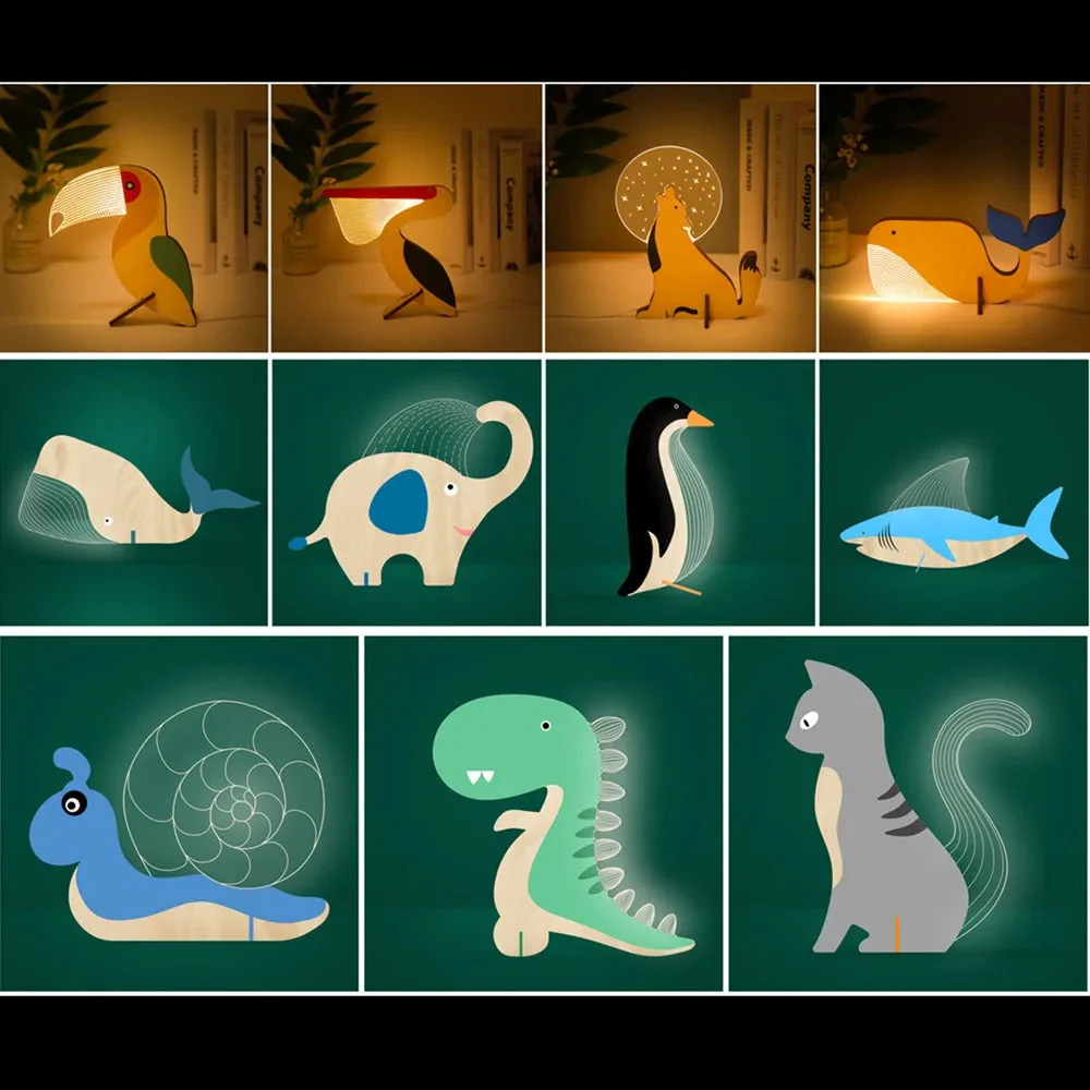 Charming Wooden Animals LED Bedside Lamps - Image 4