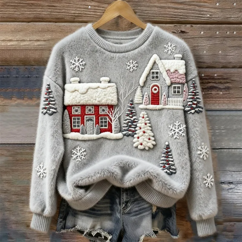 Christmas Village Plush Sweater - Image 2