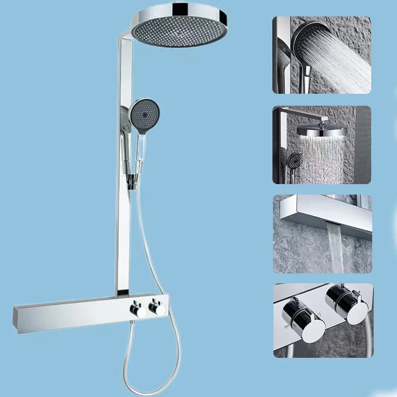 Chrome Rain Thermostatic Shower Set - Image 6