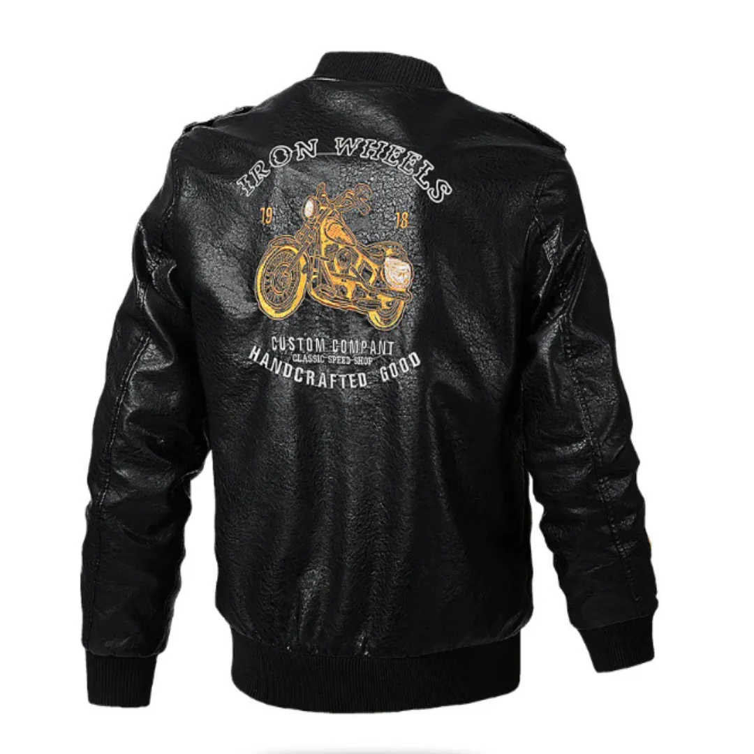 Classic Biker Men Faux Leather Motorcycle Jacket - Image 4