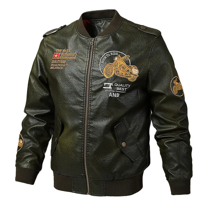 Classic Biker Men Faux Leather Motorcycle Jacket - Image 6
