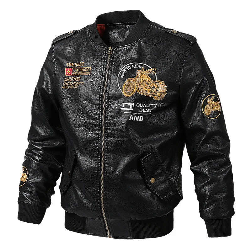 Classic Biker Men Faux Leather Motorcycle Jacket - Image 7