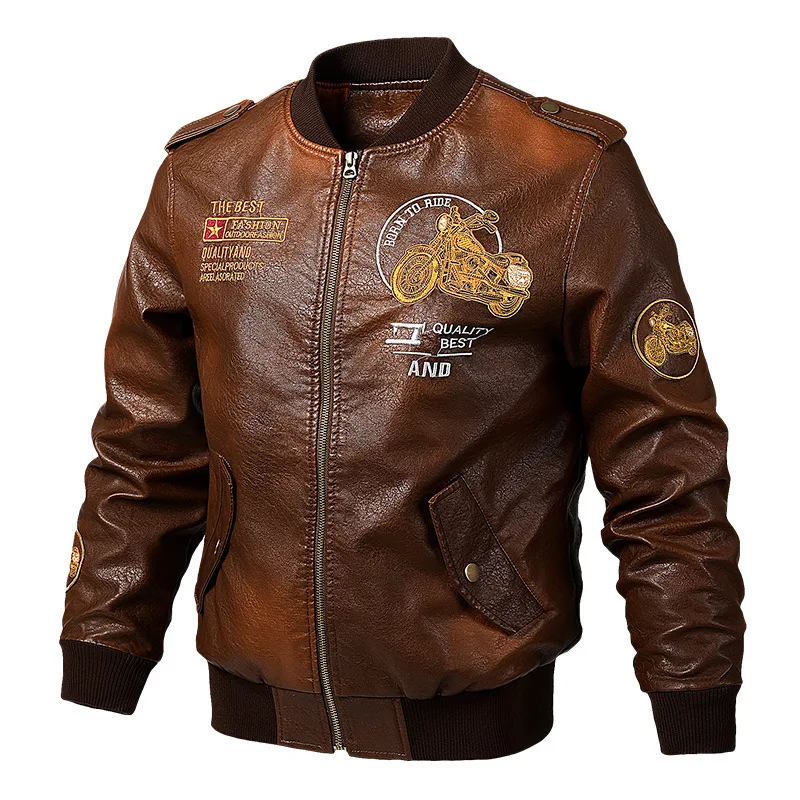 Classic Biker Men Faux Leather Motorcycle Jacket - Image 8