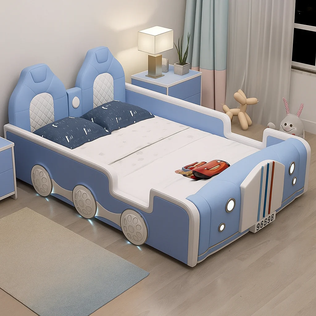 Classic Car Style Built-In Speaker Kids Bed - Image 3