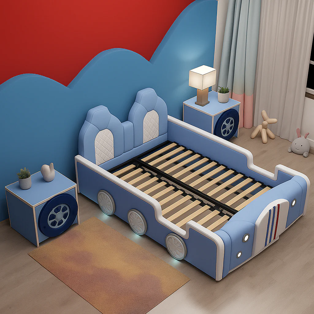 Classic Car Style Built-In Speaker Kids Bed - Image 4