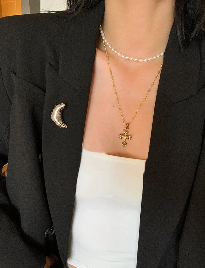 Classic Croissant Accent Brooch - Image 5