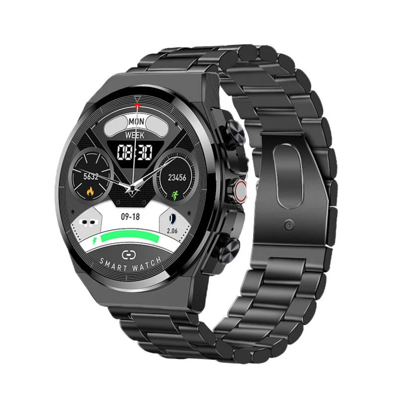 Classical Style Leather Built-in Bluetooth Headphones Smart Watch - Image 11