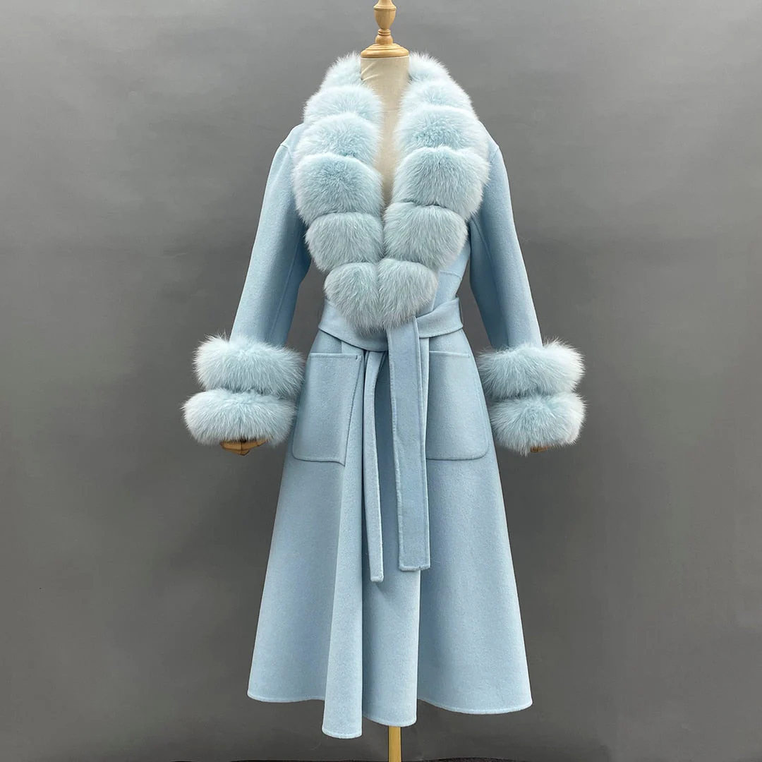 Classy Ladies Collar Cuff Long Coat - Image 9