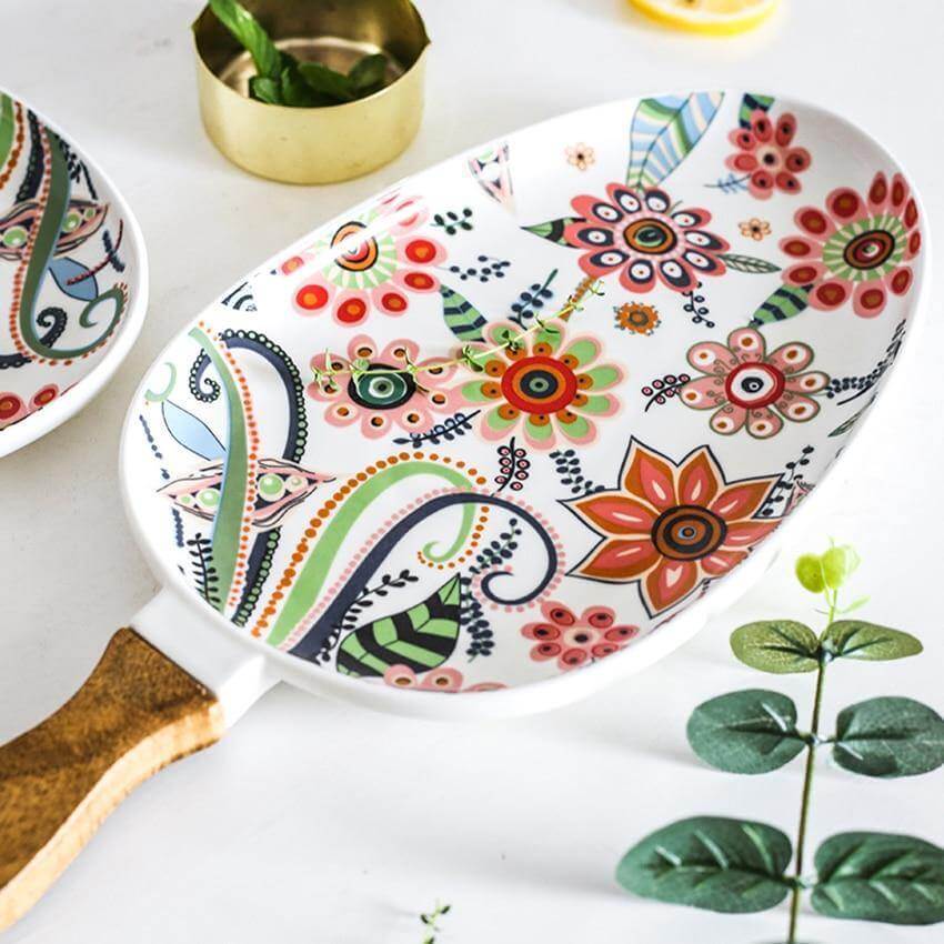 Colorful Ceramic Floral Pattern Serving Plate - Image 11