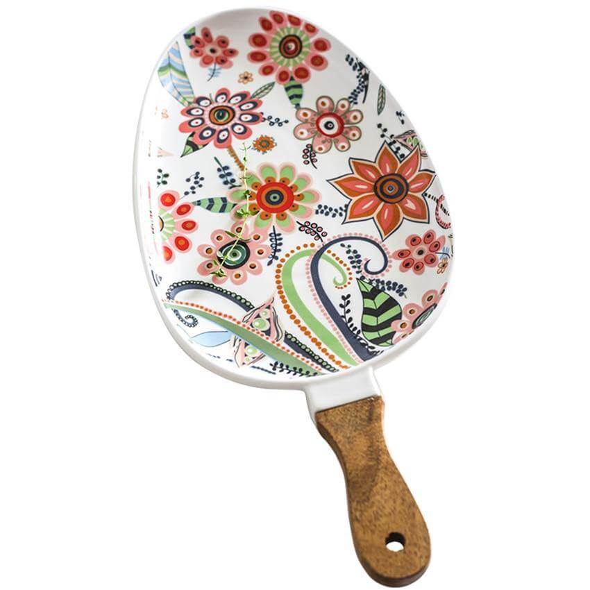 Colorful Ceramic Floral Pattern Serving Plate - Image 12