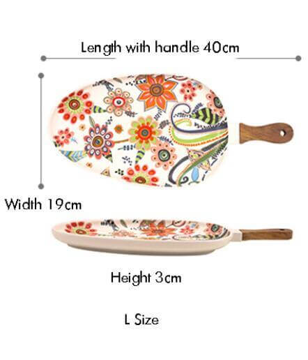 Colorful Ceramic Floral Pattern Serving Plate - Image 2