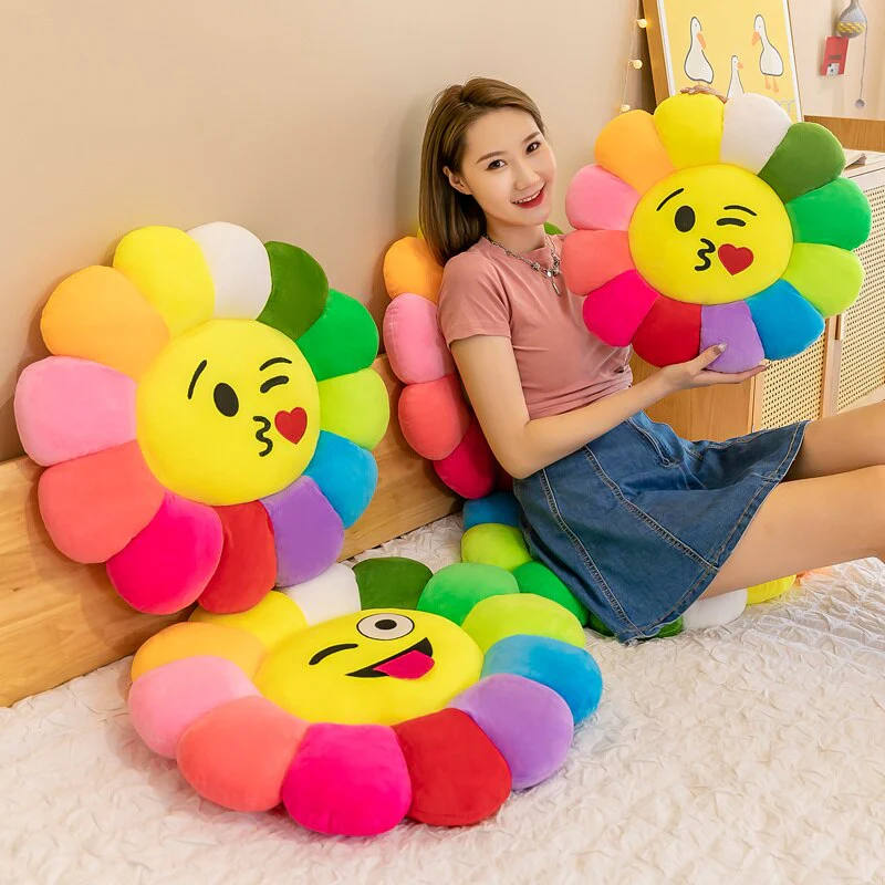 Colorful Sunflower Plush Comfy Seat Cushion - Image 2