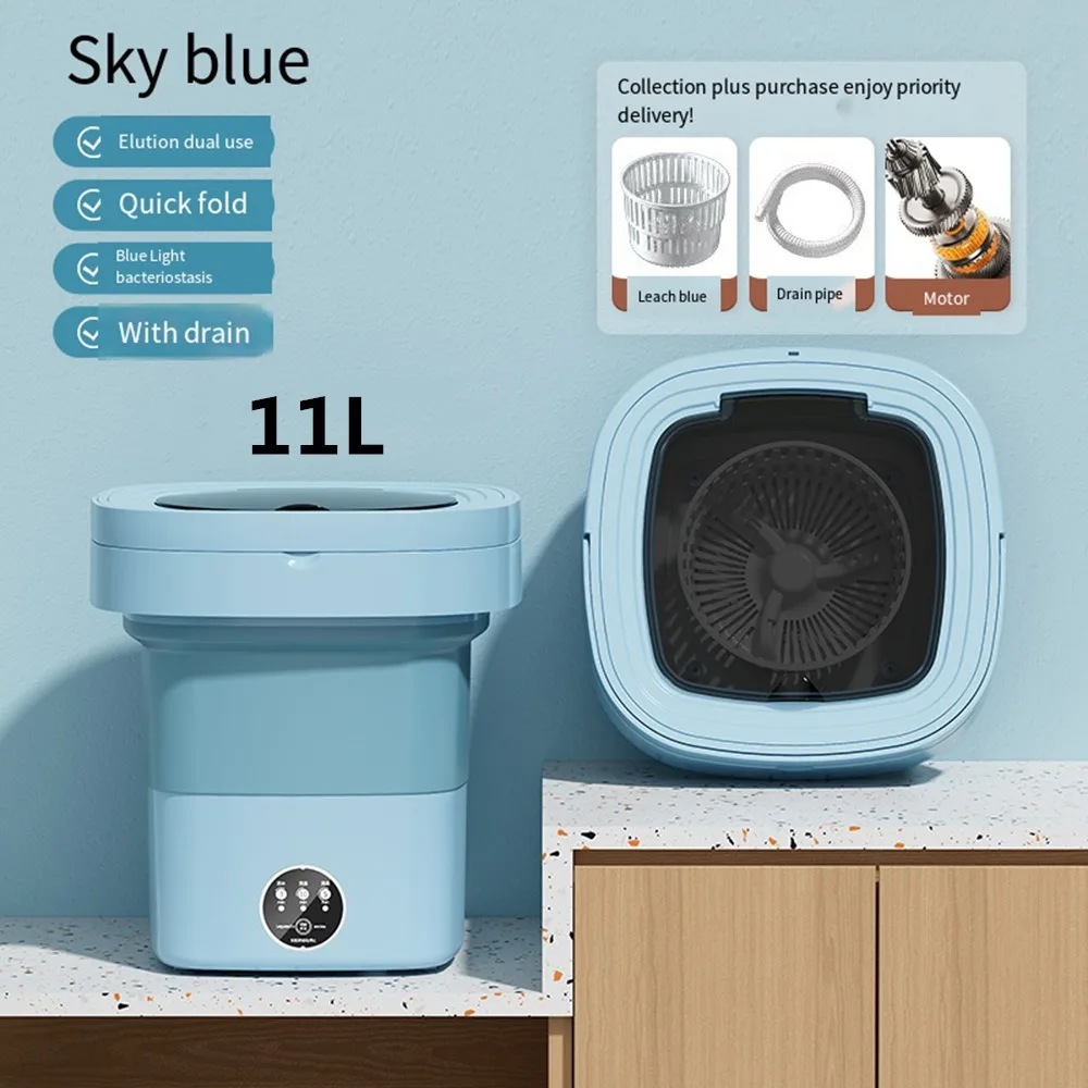 Compact Folding Ultrasonic Travel Laundry Washing Machine - Image 5