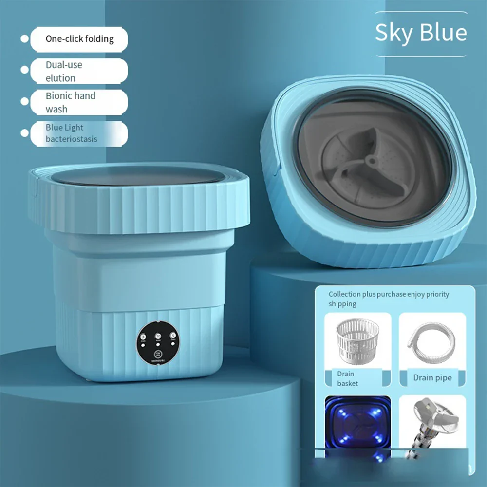 Compact Folding Ultrasonic Travel Laundry Washing Machine - Image 7