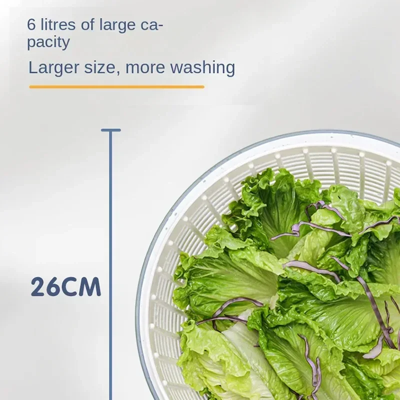 Compact One-Hand Spin Salad Spinner Dryer Bowl - Image 4