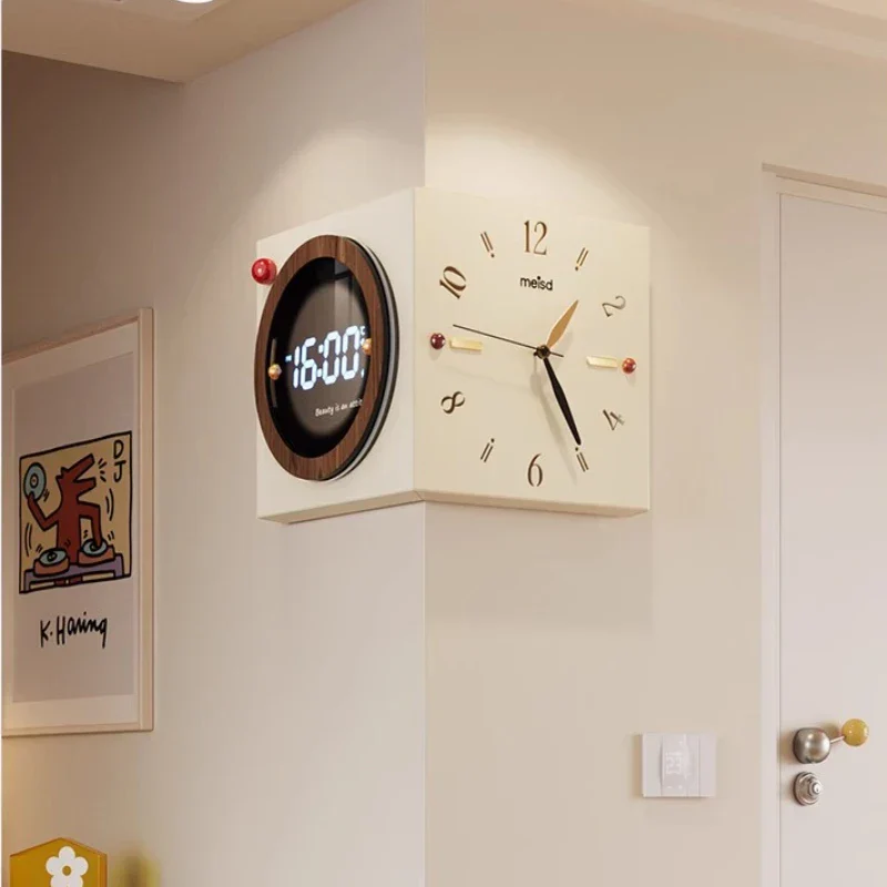 Corner-Split Dual Display Minimal Wall Clock - Image 2