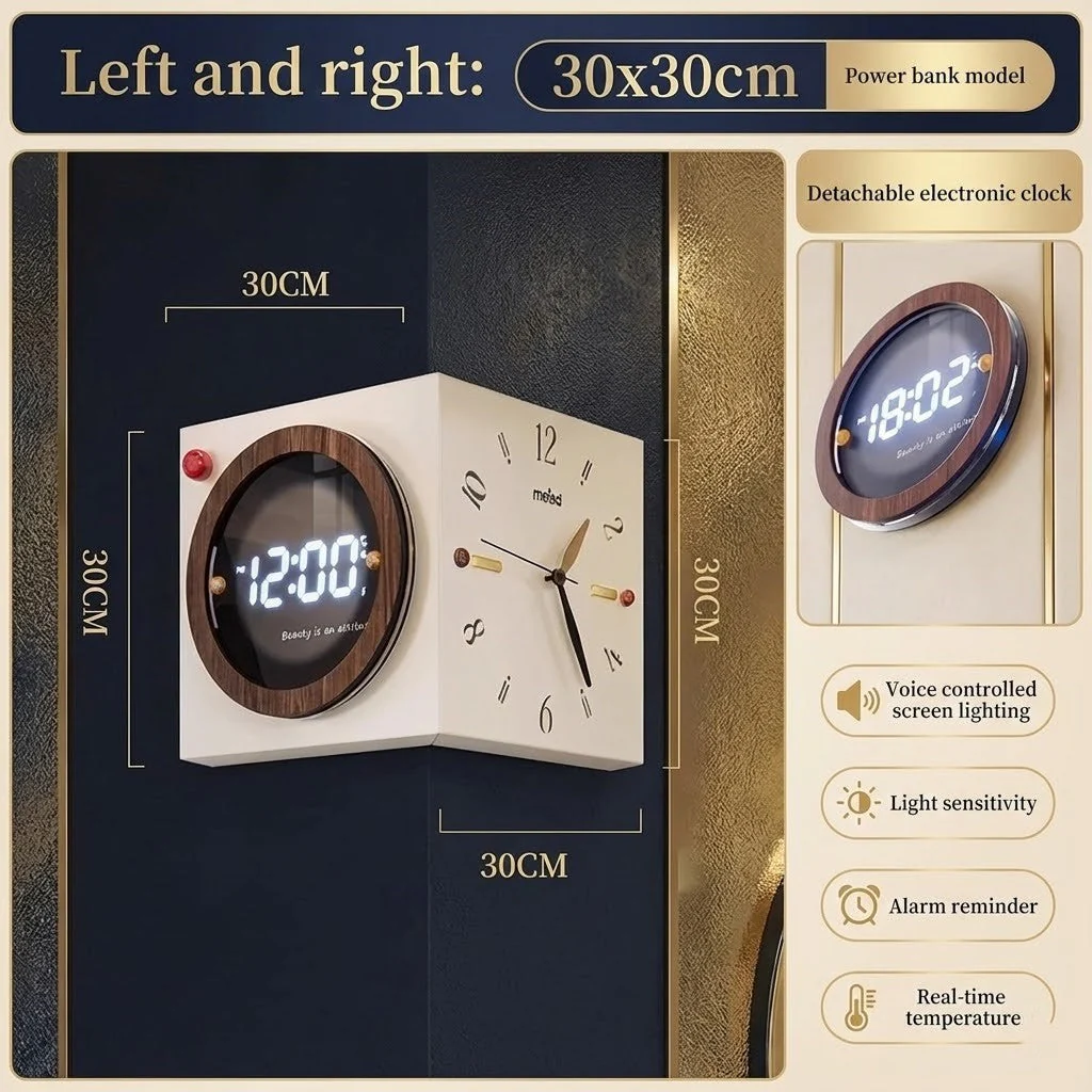 Corner-Split Dual Display Minimal Wall Clock - Image 5