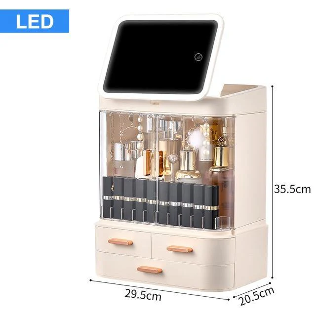 Cosmetic Make-up Jewelry Organizer with Led Lighted Mirror - Image 19