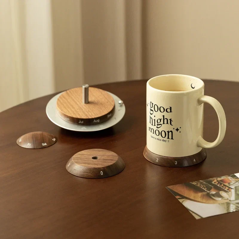 Cosmic Cycle Minimalist Rotating Wooden Calendar - Image 2