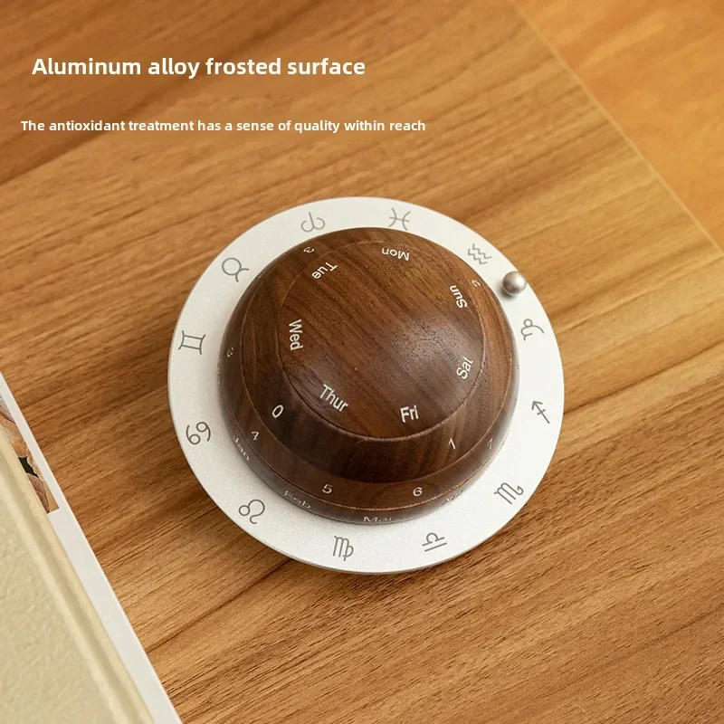 Cosmic Cycle Minimalist Rotating Wooden Calendar - Image 5