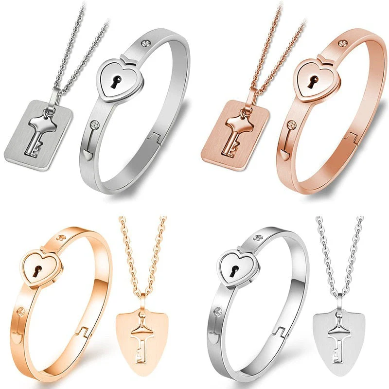 Couple Love Heart Lock Bracelet - Image 4