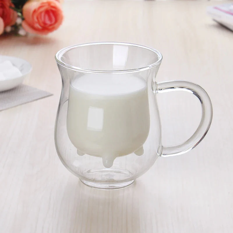 Cow Double Layer Glass Mug - Image 2