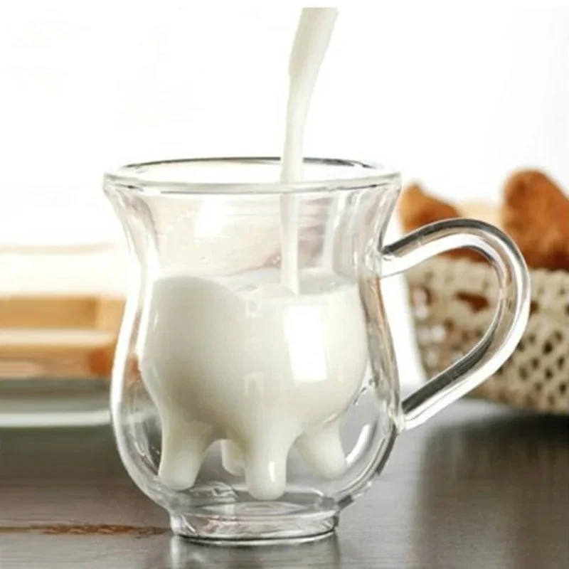 Cow Double Layer Glass Mug - Image 3