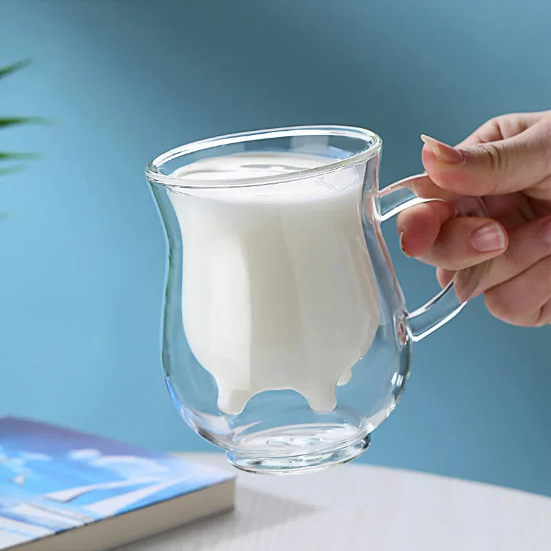 Cow Double Layer Glass Mug - Image 6