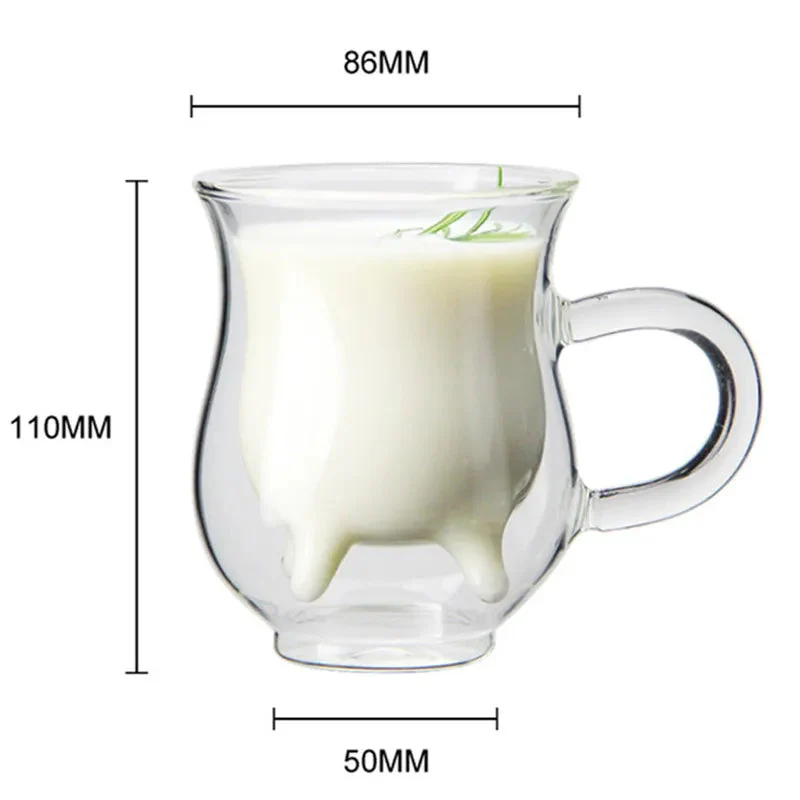Cow Double Layer Glass Mug - Image 8