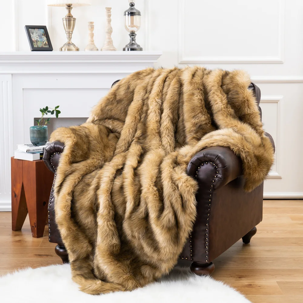 Cozy Couture Deluxe Faux Fur Sofa Blanket - Image 2