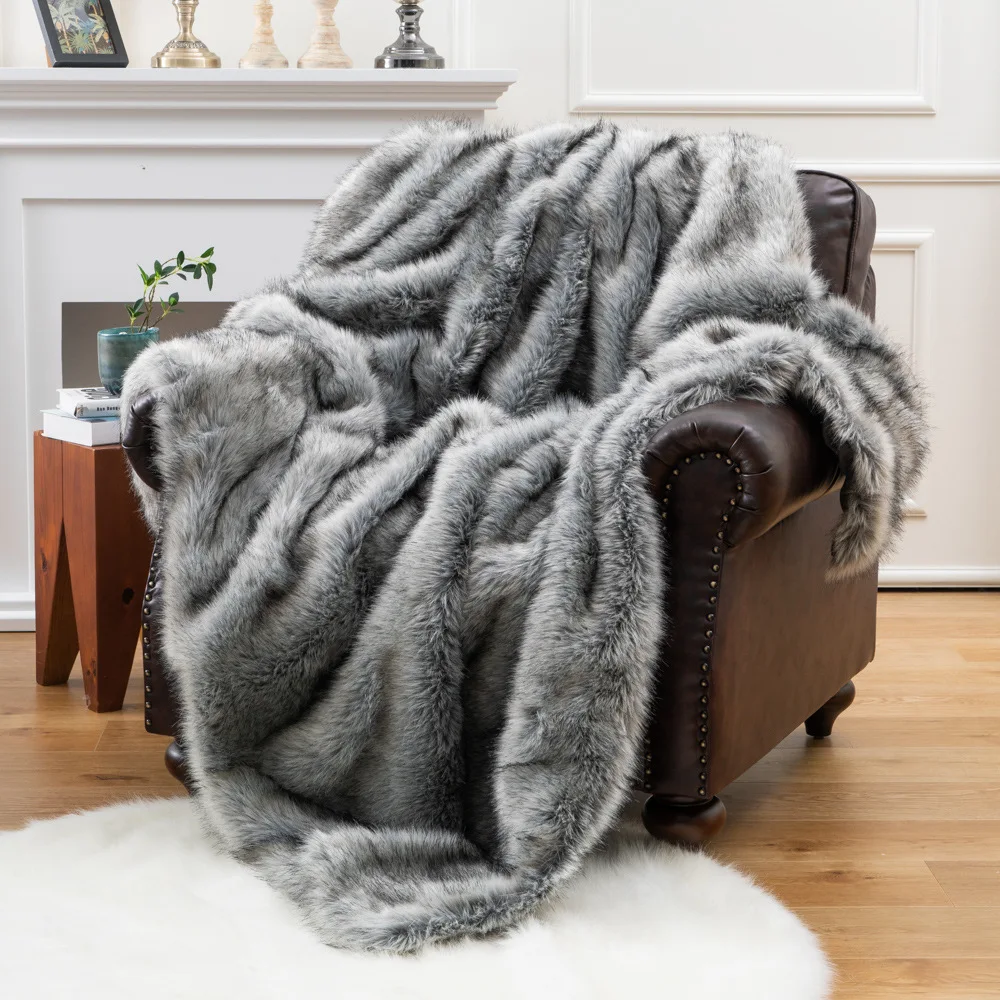 Cozy Couture Deluxe Faux Fur Sofa Blanket - Image 9
