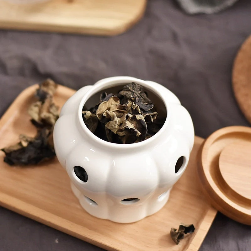 Creative Bamboo Lid Ceramic Storage Can - Image 4