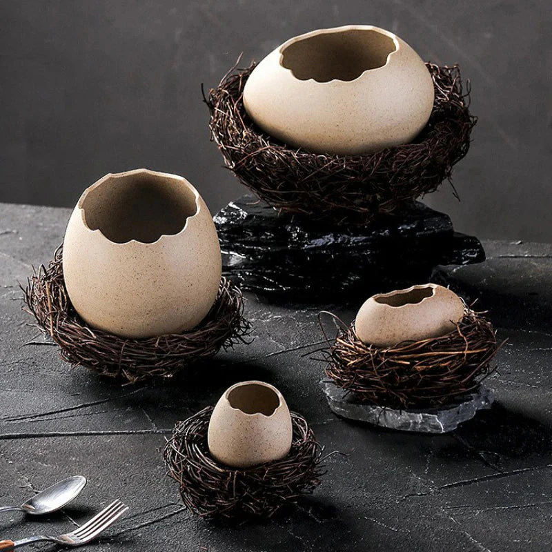 Creative Ceramic Bird Nest Eggshell Bowl - Image 3