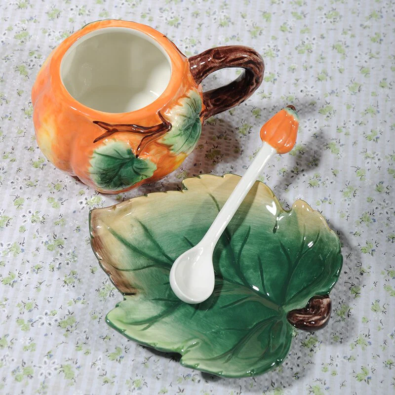 Creative Ceramic Pumpkin Mug Set - Image 2