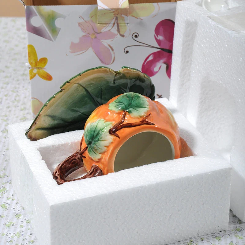 Creative Ceramic Pumpkin Mug Set - Image 3