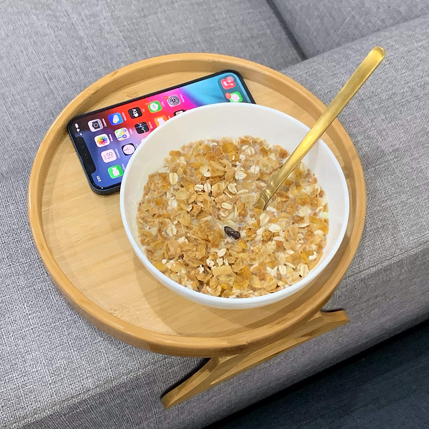 Creative Clip-On Bamboo Sofa Armrest Tray - Image 8