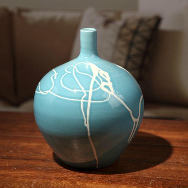 Creative Design Modern White Cream Blue Ceramic Vase - Image 7