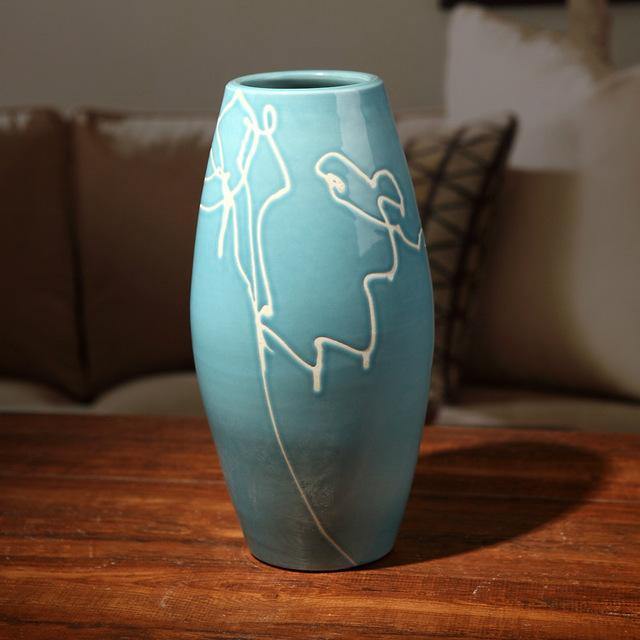 Creative Design Modern White Cream Blue Ceramic Vase - Image 9