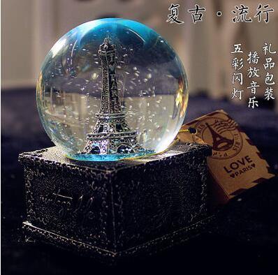 Creative LED Crystal Ball Music Box Glowing light Night Decor - Image 11