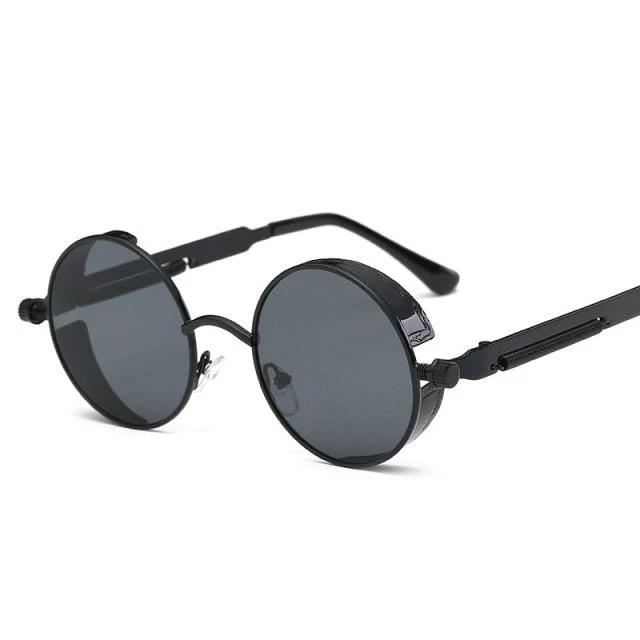 Creative Round Retro Round Metal Sunglasses - Image 3