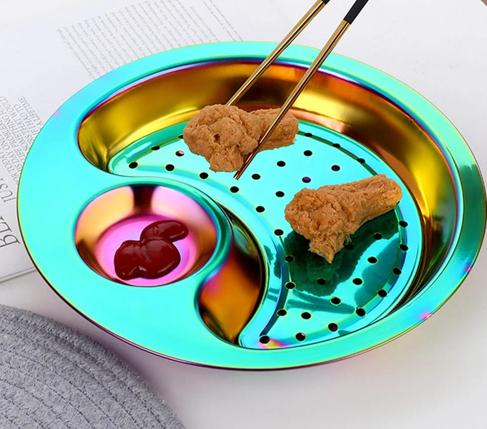Creative Stainless Steel Double Breakfast Tray - Image 2
