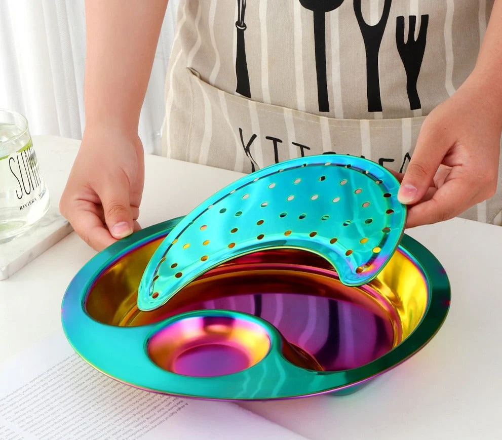Creative Stainless Steel Double Breakfast Tray - Image 3
