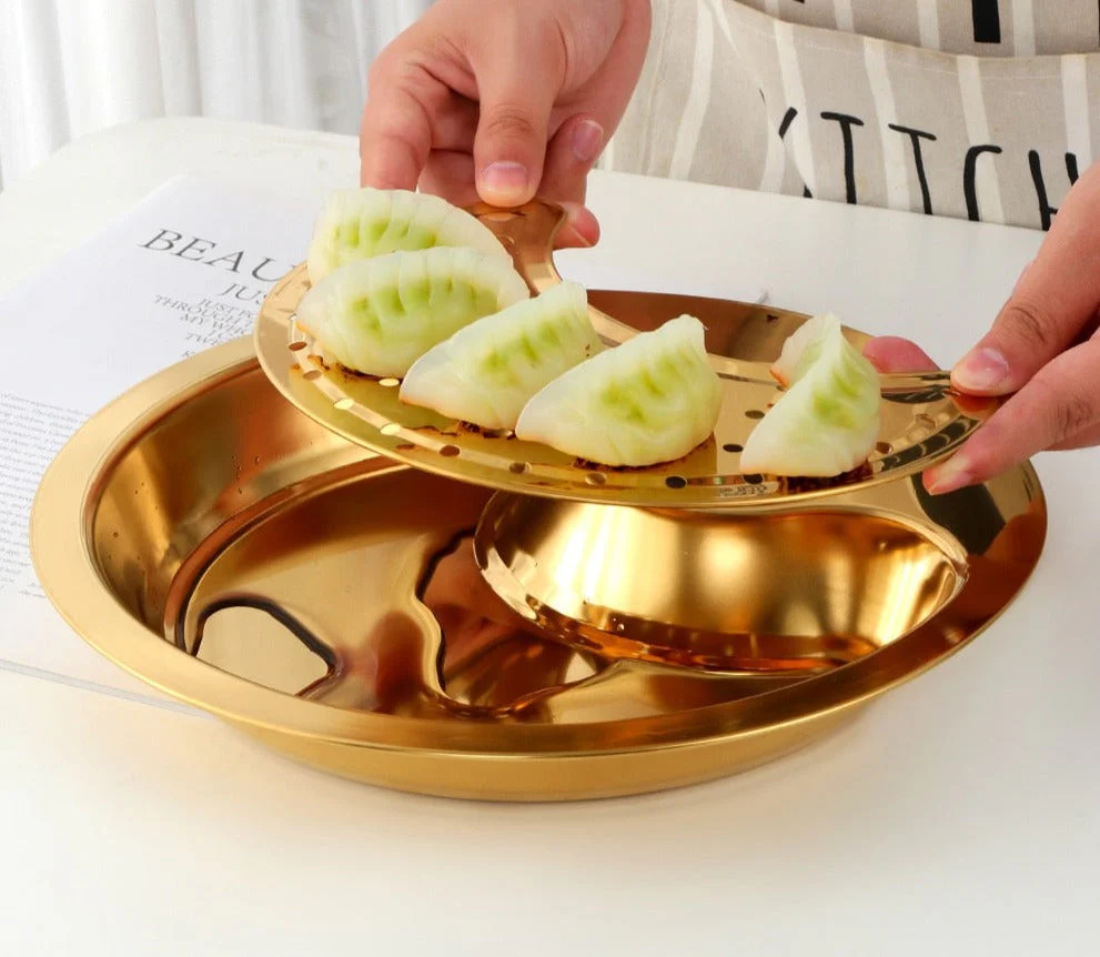 Creative Stainless Steel Double Breakfast Tray - Image 4
