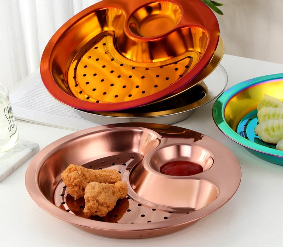 Creative Stainless Steel Double Breakfast Tray - Image 5
